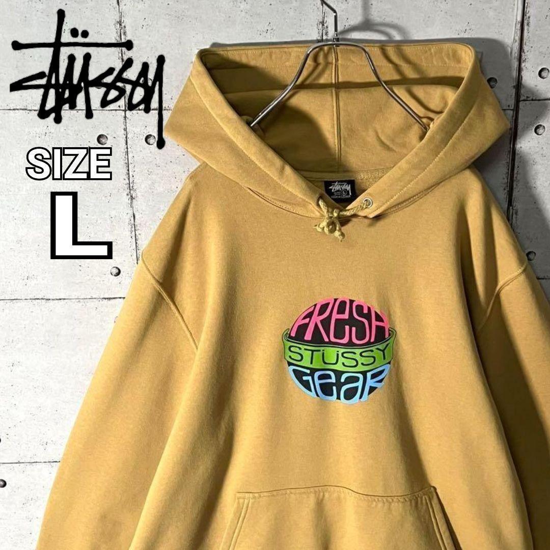 【ステューシー】フレッシュギアロゴ スウェット パーカー L（実寸XL)