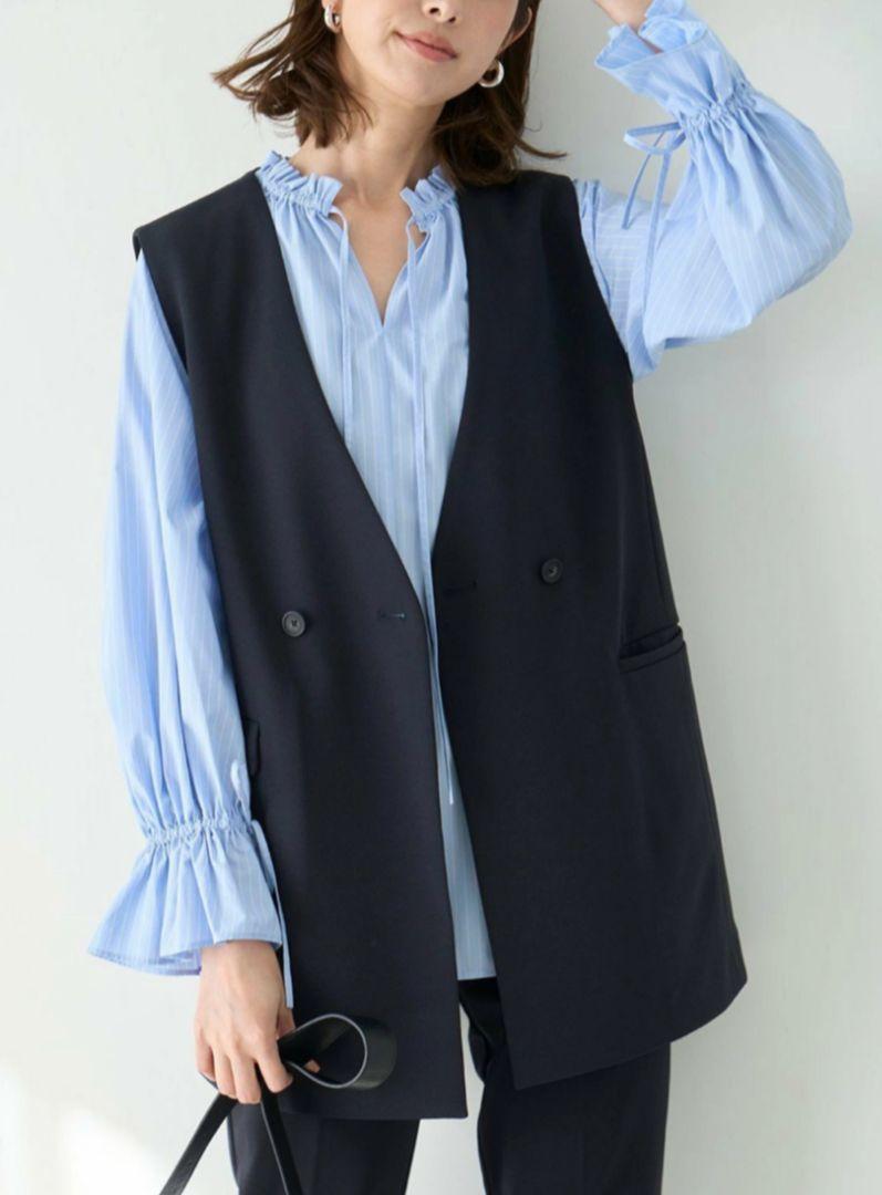 新品タグ付き☆24SS☆アンフィーロ　BEAUTY MOVE ミドルジレ　M　黒