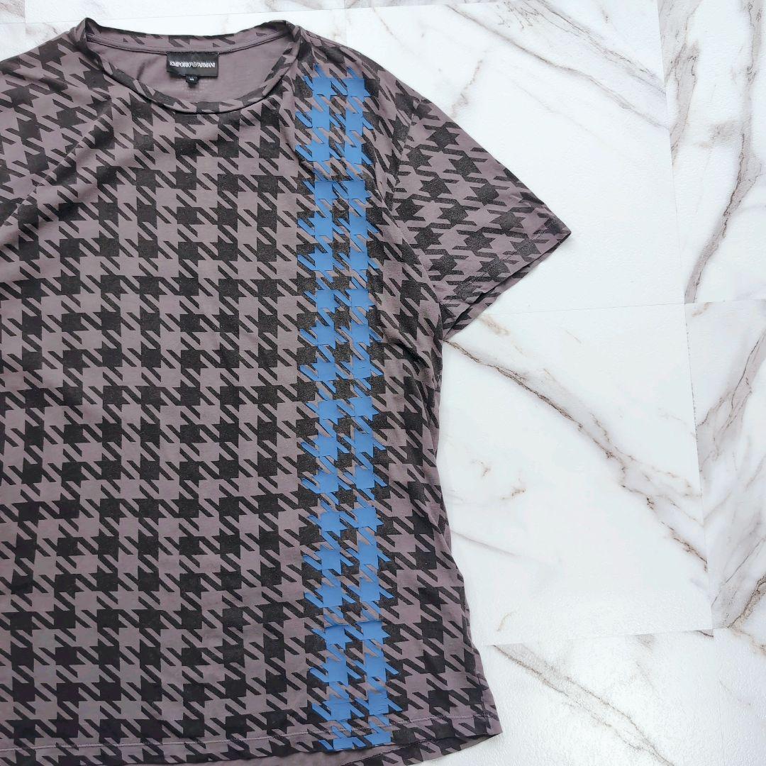 エンポリオアルマーニ 千鳥格子総柄 ライン S/S TEE M グレー