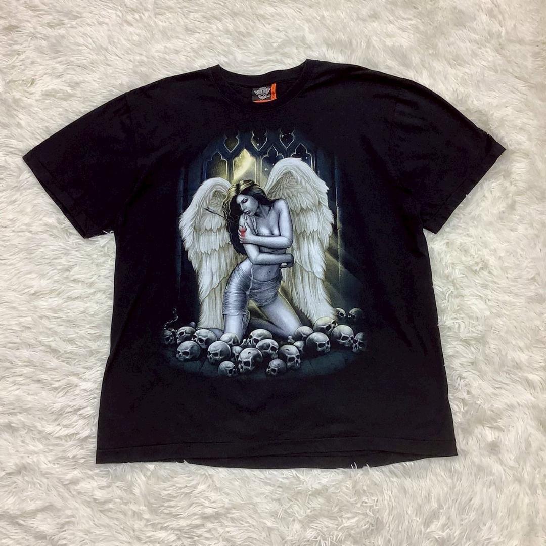ロックイーグル 両面プリントスカル Tシャツ メンズ 半袖