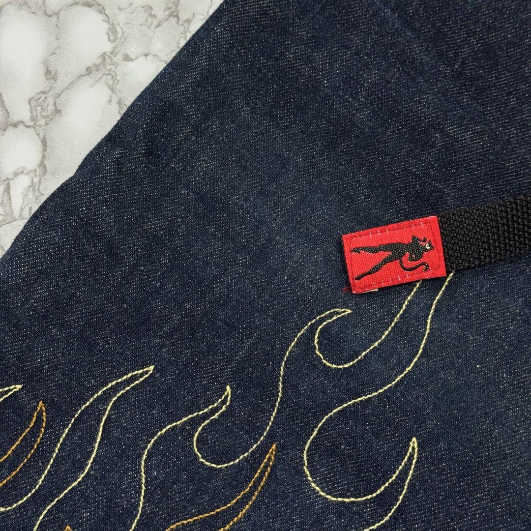 希少【miracle woman】ファイヤー 刺繍/デニム ショートパンツ