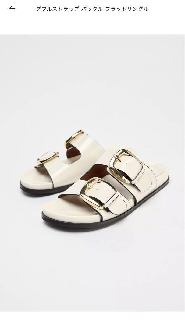 ☆ドイツ発*ZARA*新作*ダブルバックルストラップサンダル/BR☆ ZARA ダブルストラップバックルサンダル ホワイト 35 - メルカリ