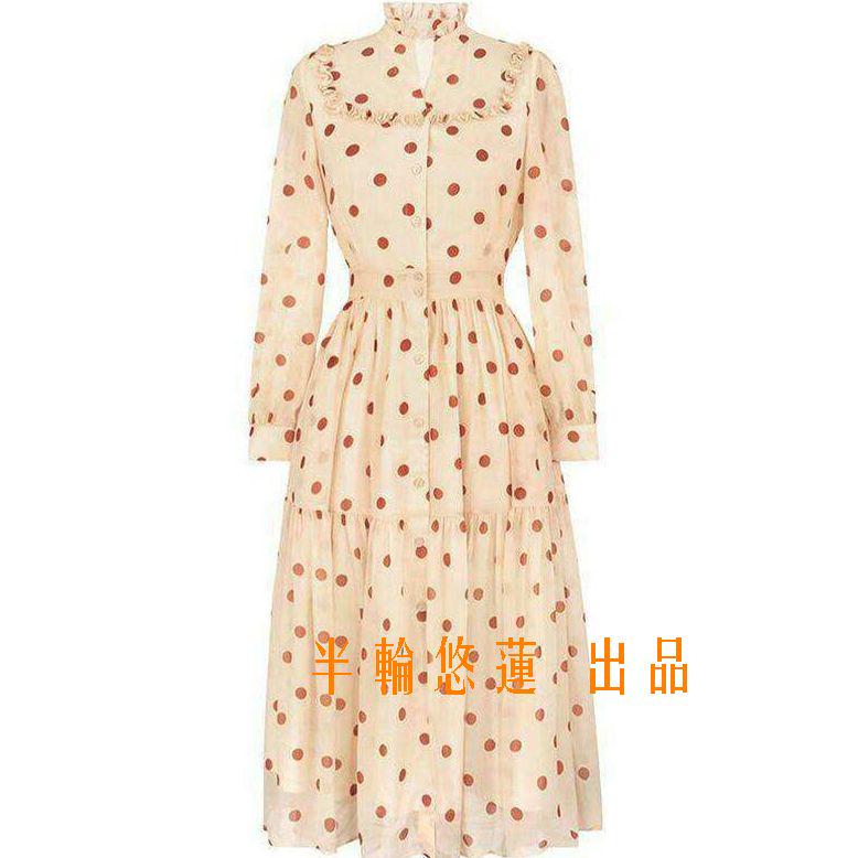 h初恋膝丈スカート網紅淑女森系甘美シフォン花柄ワンピース-9