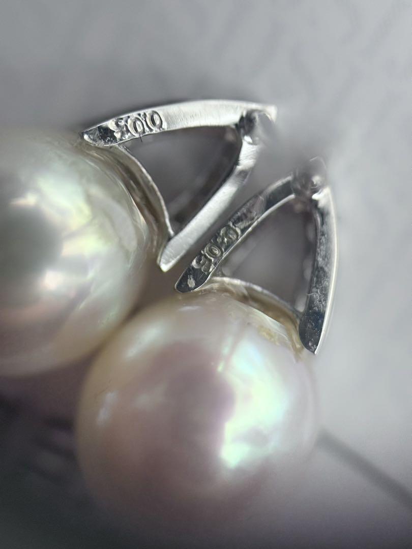 k18wgアコヤダイヤモンドピアス0.10ct7.8/7.9mm強テリ鑑別書付