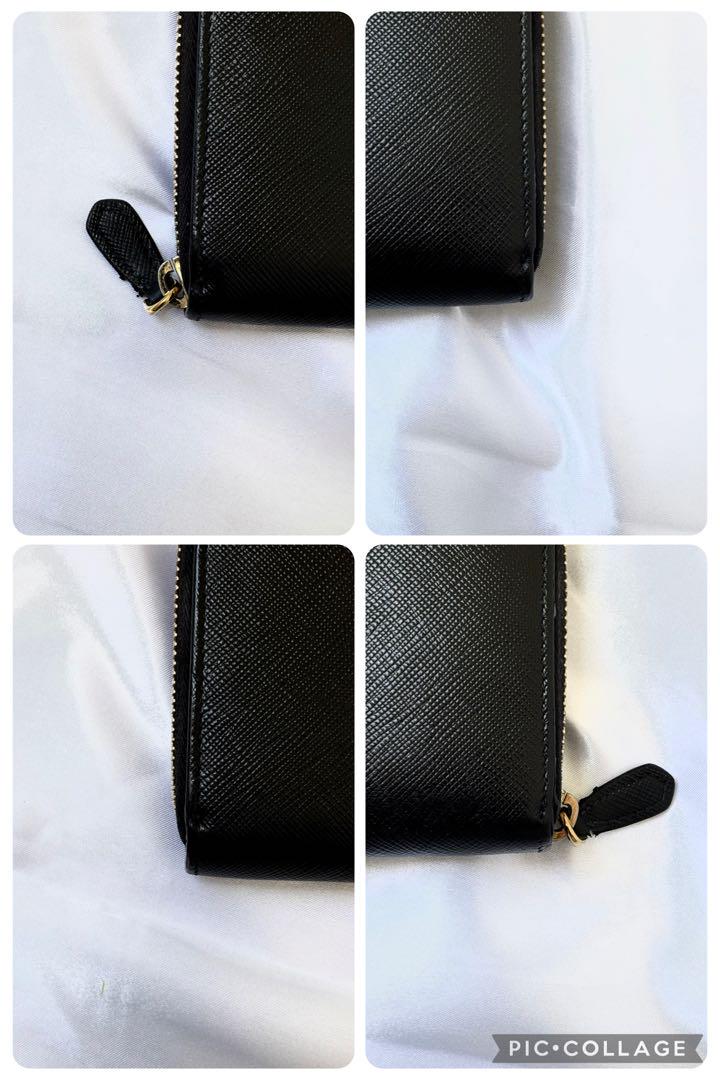 美品✨プラダ 折り財布 シャイン サフィアーノ レザー オールブラック 現品限り一斉値下げ！ 美品 ブラック サフィアーノレザー 二