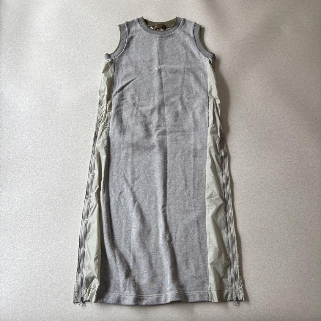 【美品】RISLEY リズレー　異素材切替スウェットワンピース　グレー