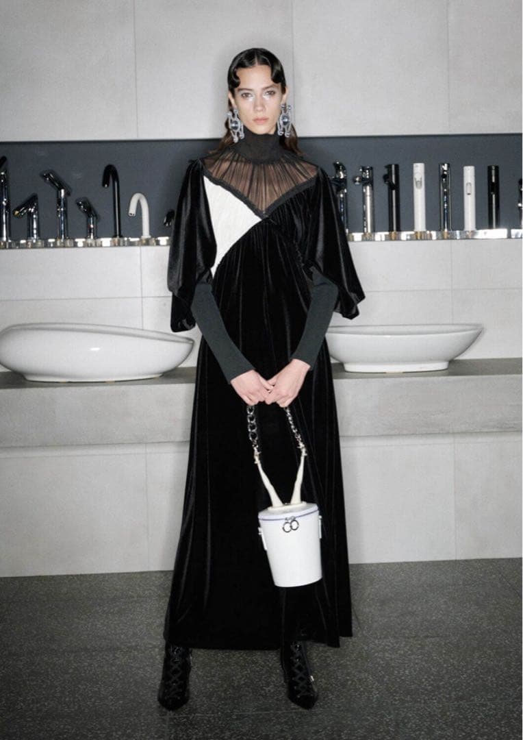 yohei ohno ベロア バイカラー ドレス