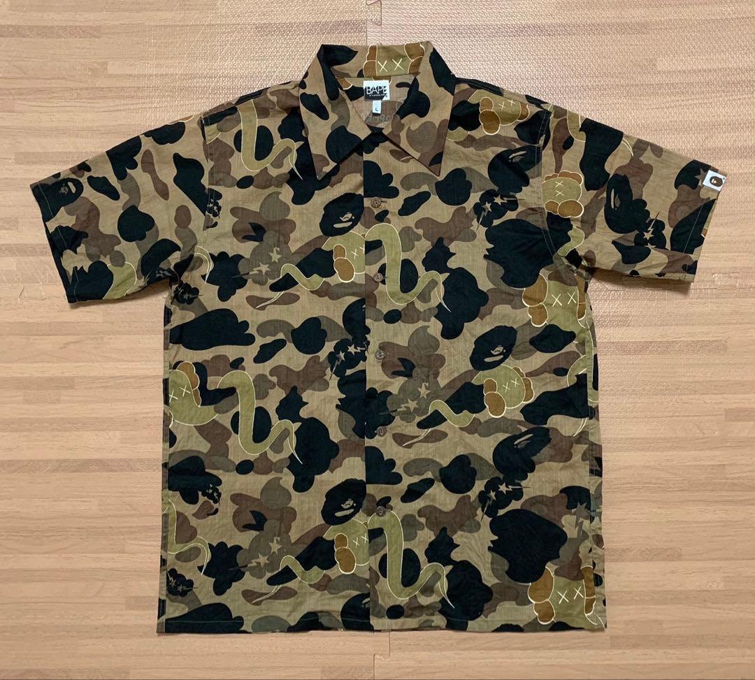 ★激レア★APE × kaws 半袖 シャツ アロハ シャツL シャーク