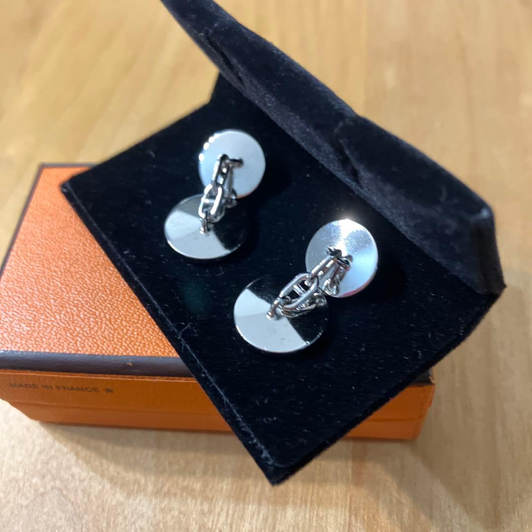 未使用 HERMES エルメス チェーン セリエ カフス ブラウン シルバー 未使用 HERMES エルメス チェーン セリエ カフス ブラウン シルバー