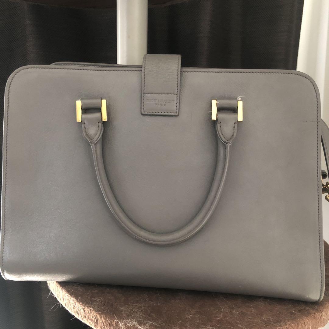 SAINT LAURENT カバス　グレー レザー バッグ