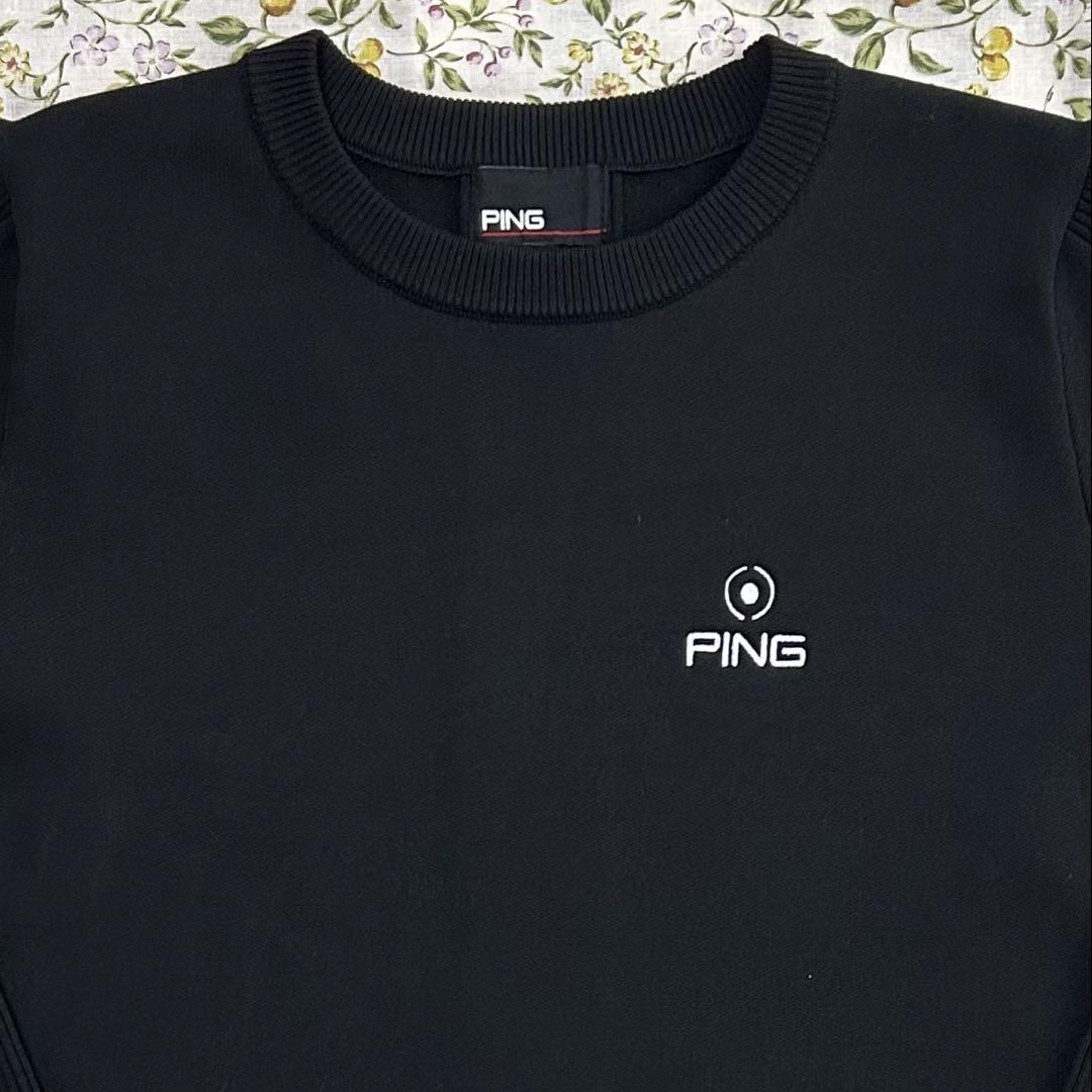 PING レディースゴルフウェア　長袖ニット　ブラック　サイズS