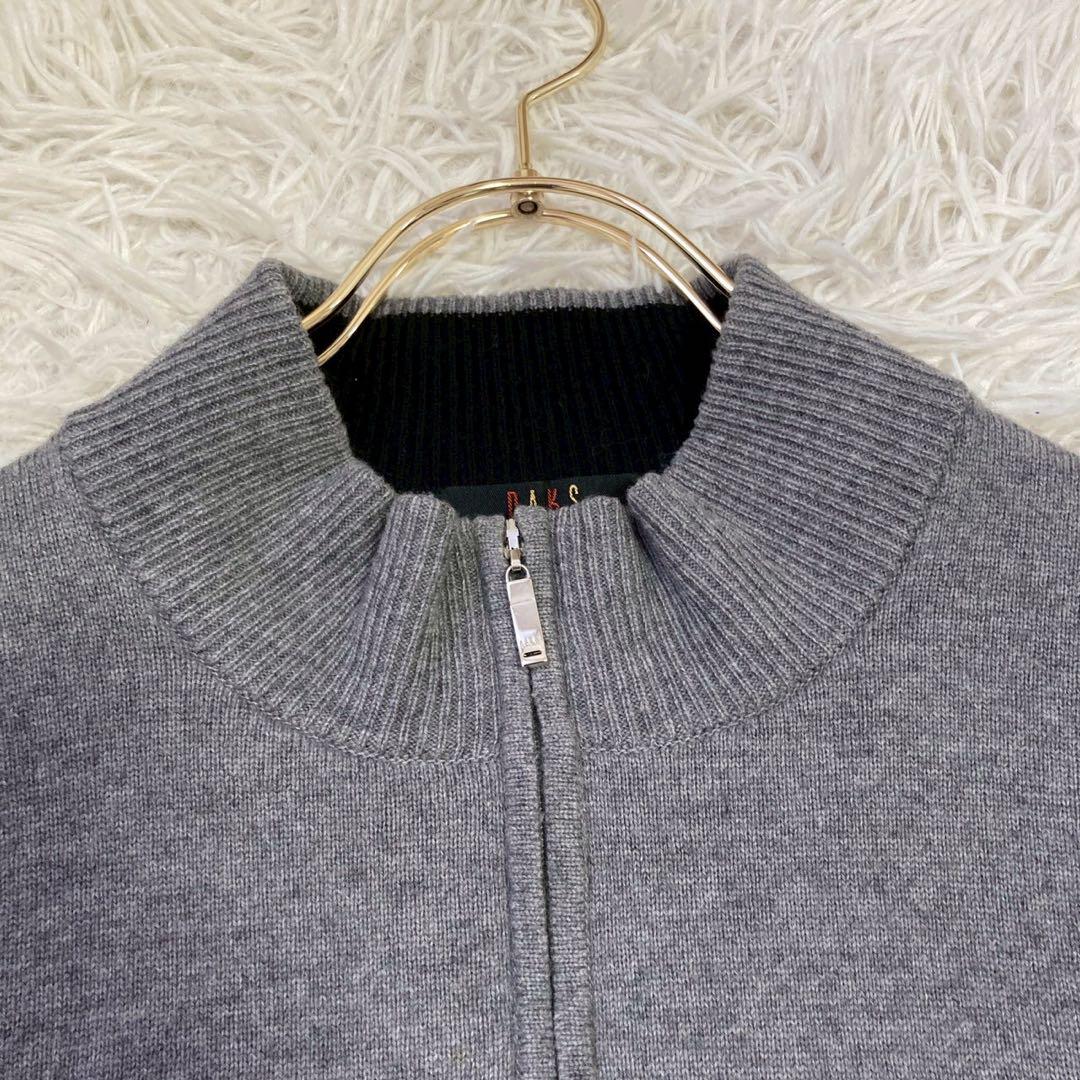 入荷now 買えない DAKS ハーフジップニット グレー M カシミヤ混 トップス