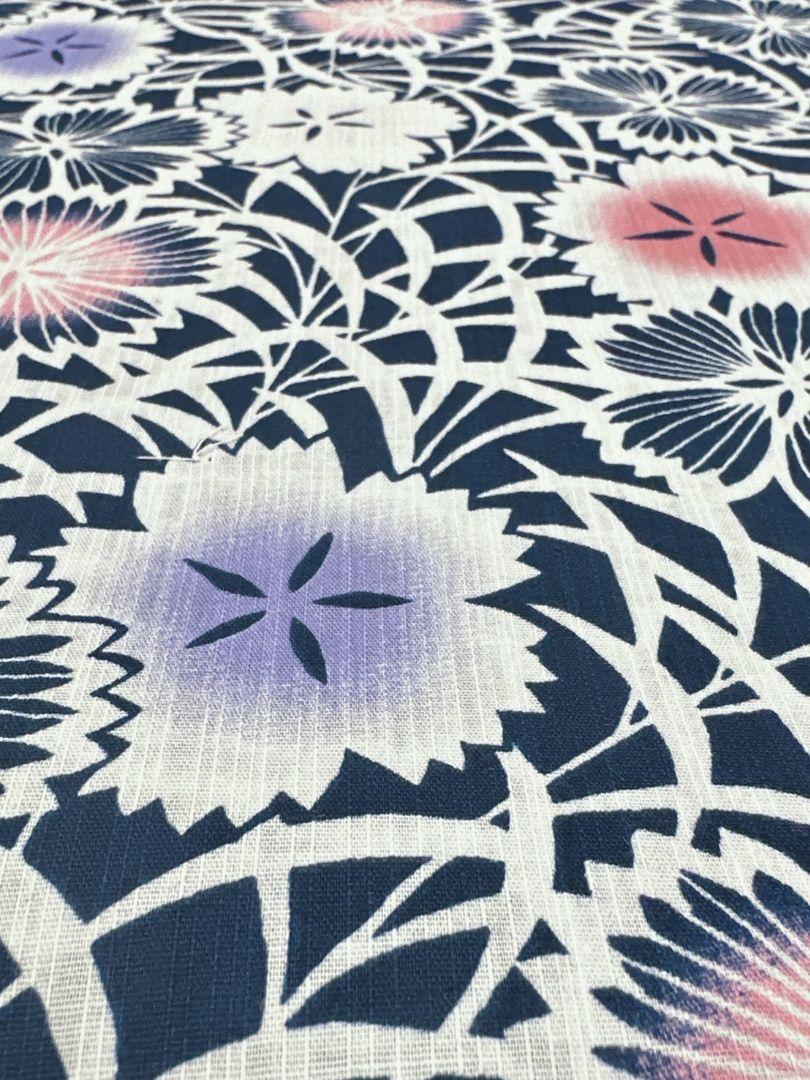 浴衣　紺/撫子　新品【桜七軒】変わり織　浜松　白井商事　浴衣反物　教材用浴衣
