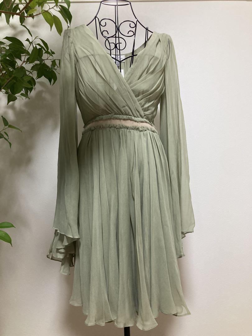 【美品】タグ付き　Joy cioci 妖精グリーン シルクシフォン ワンピース
