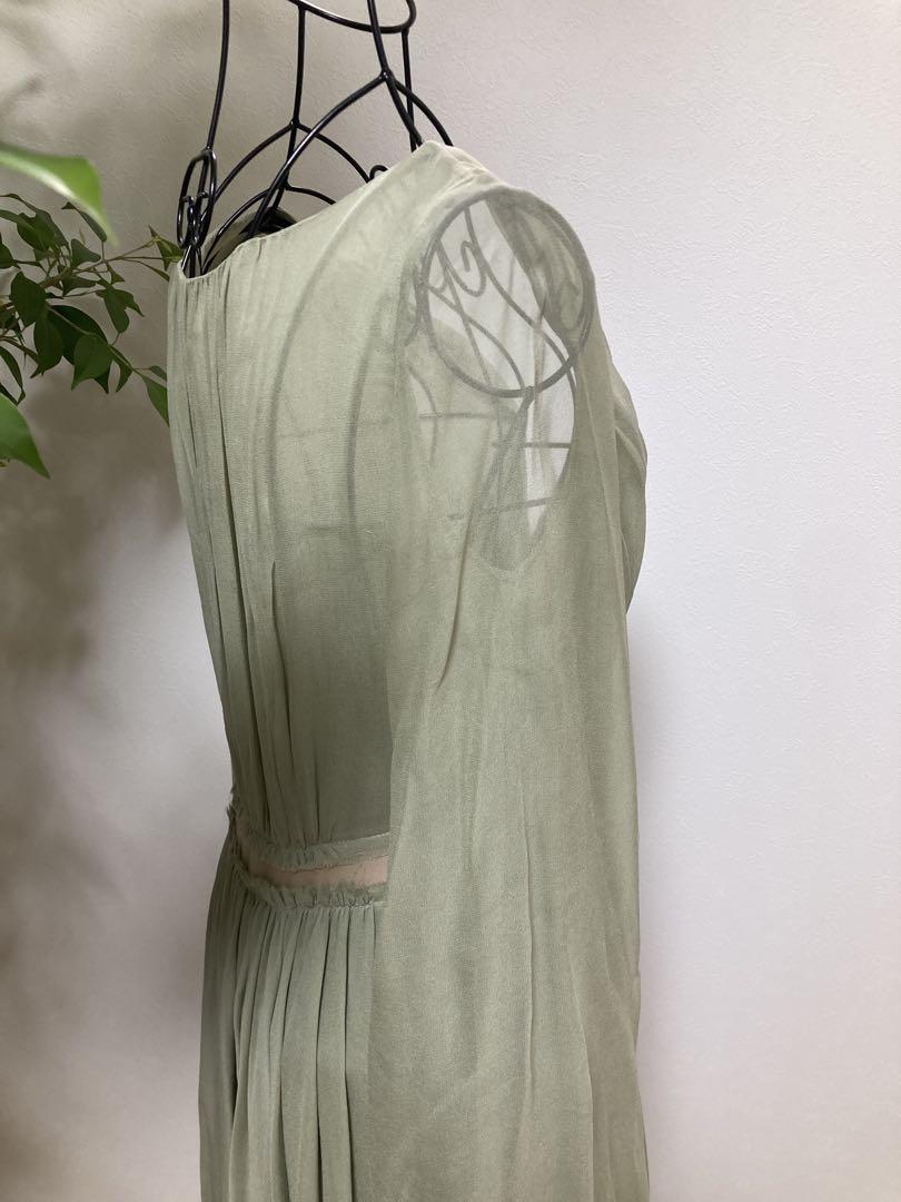 【美品】タグ付き　Joy cioci 妖精グリーン シルクシフォン ワンピース