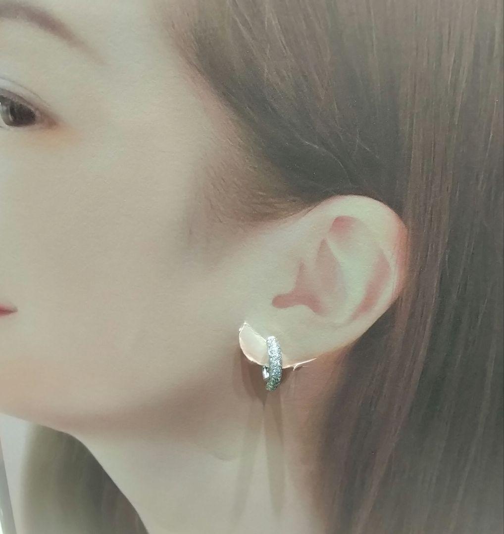 良質  K18WG✨ダイヤモンド37粒付き✨片耳ピアス◯中折れ式✨フープ アクセサリー