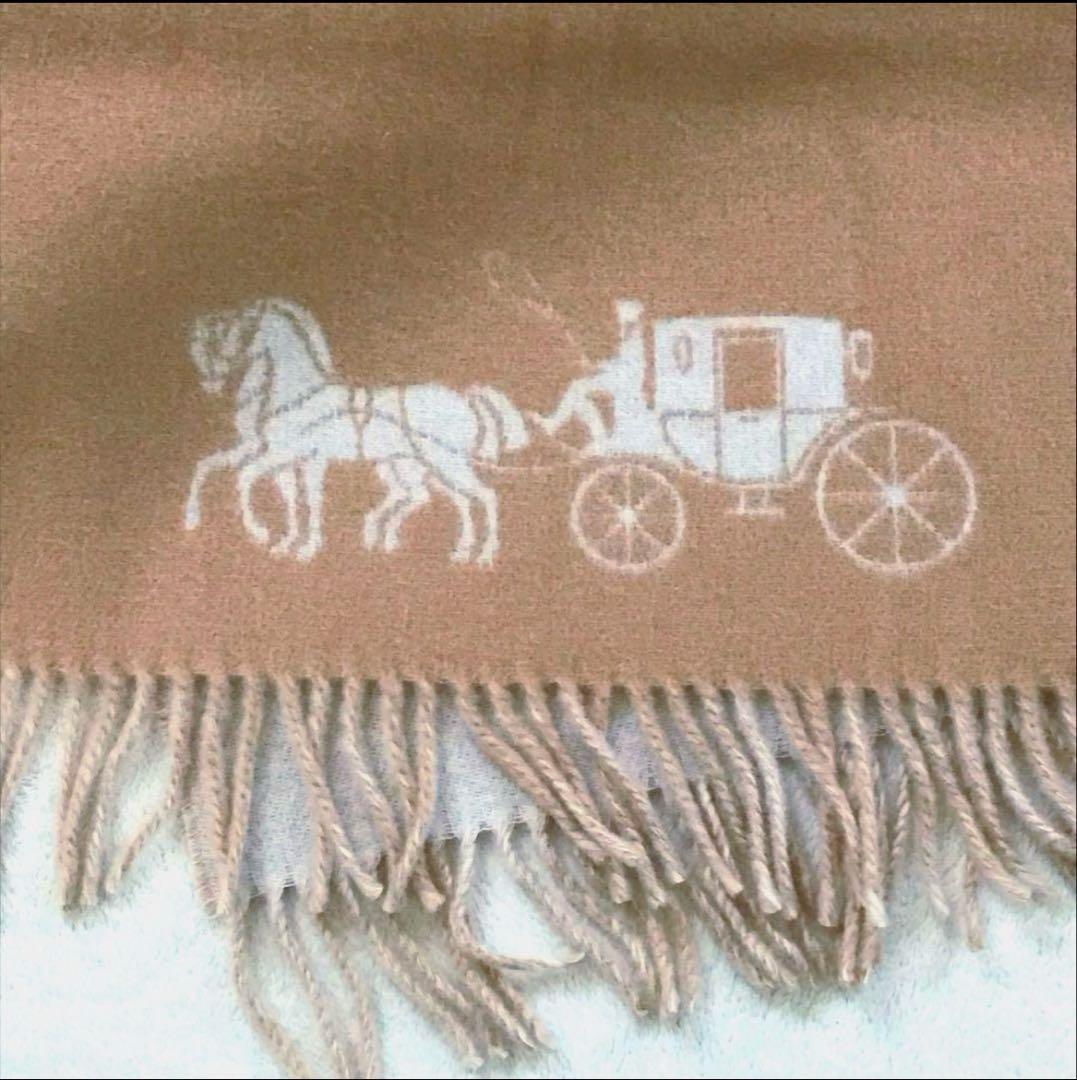 COACH コーチ　ホースアンドキャリッジ　大判ウールマフラー　ベージュ