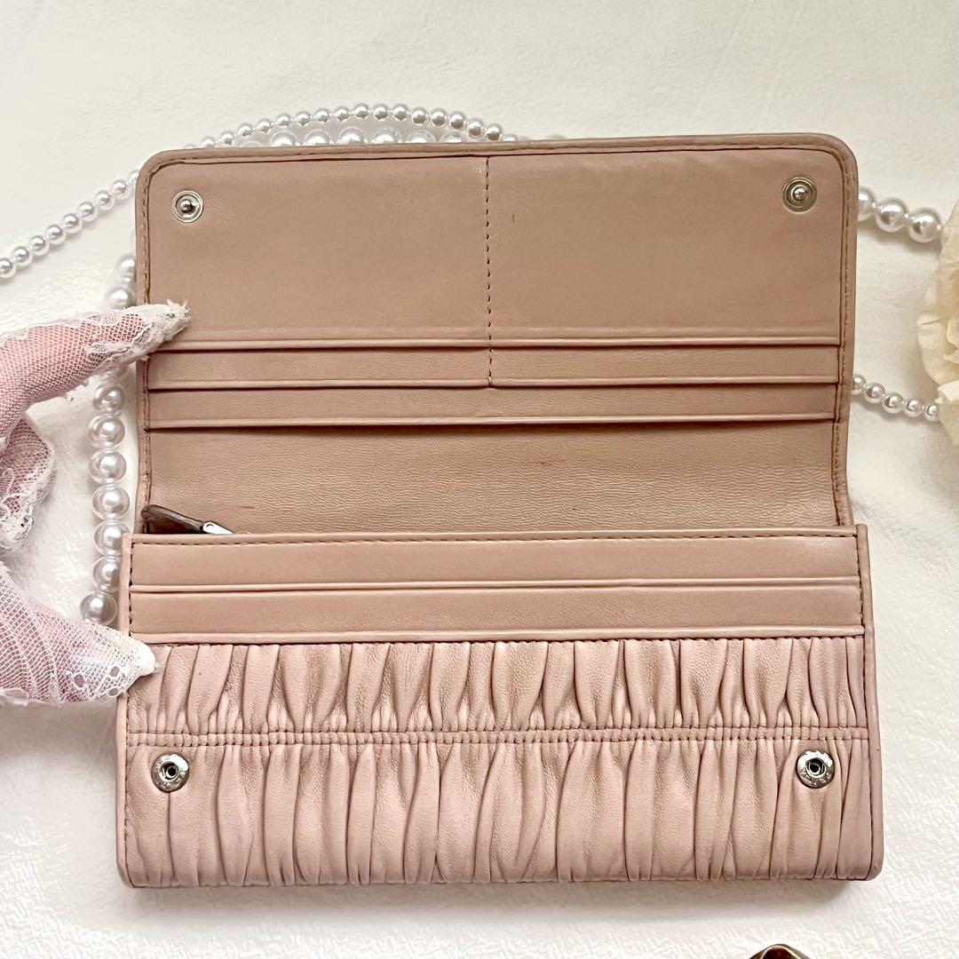 【美品】PRADA プラダ 長財布 ピンクベージュ 上品くすみカラー♡