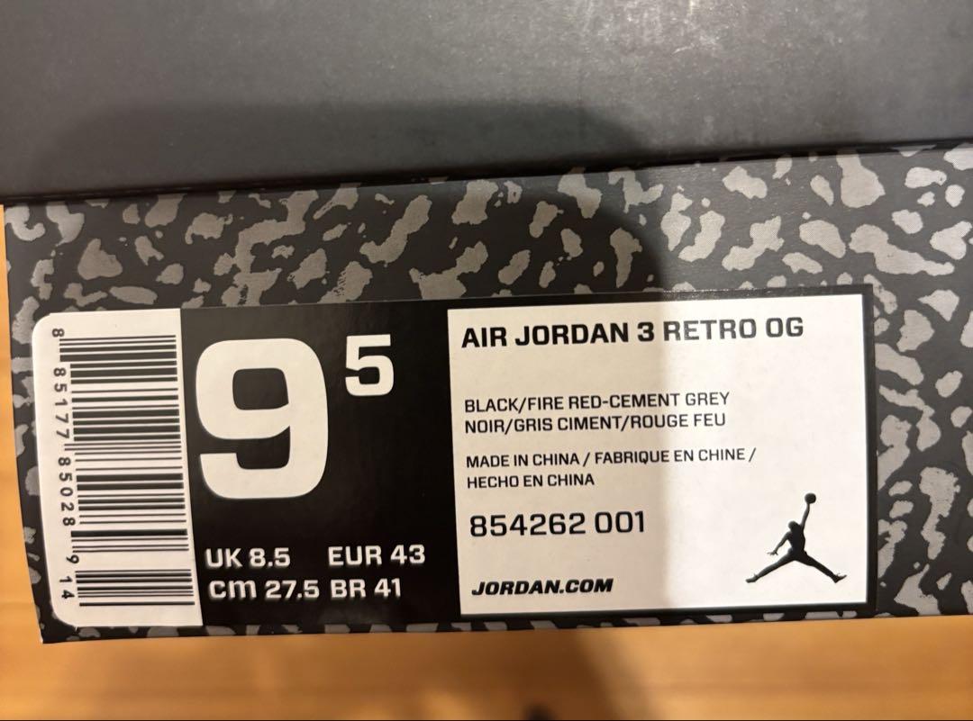 靴 Nike Air Jordan 3 Retro OG Black Cement