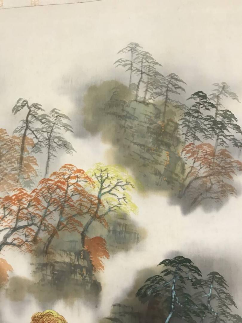 真作】超遊/渓山秋景図/秋景山水図/山水図/掛軸/名家伝来/AB-769