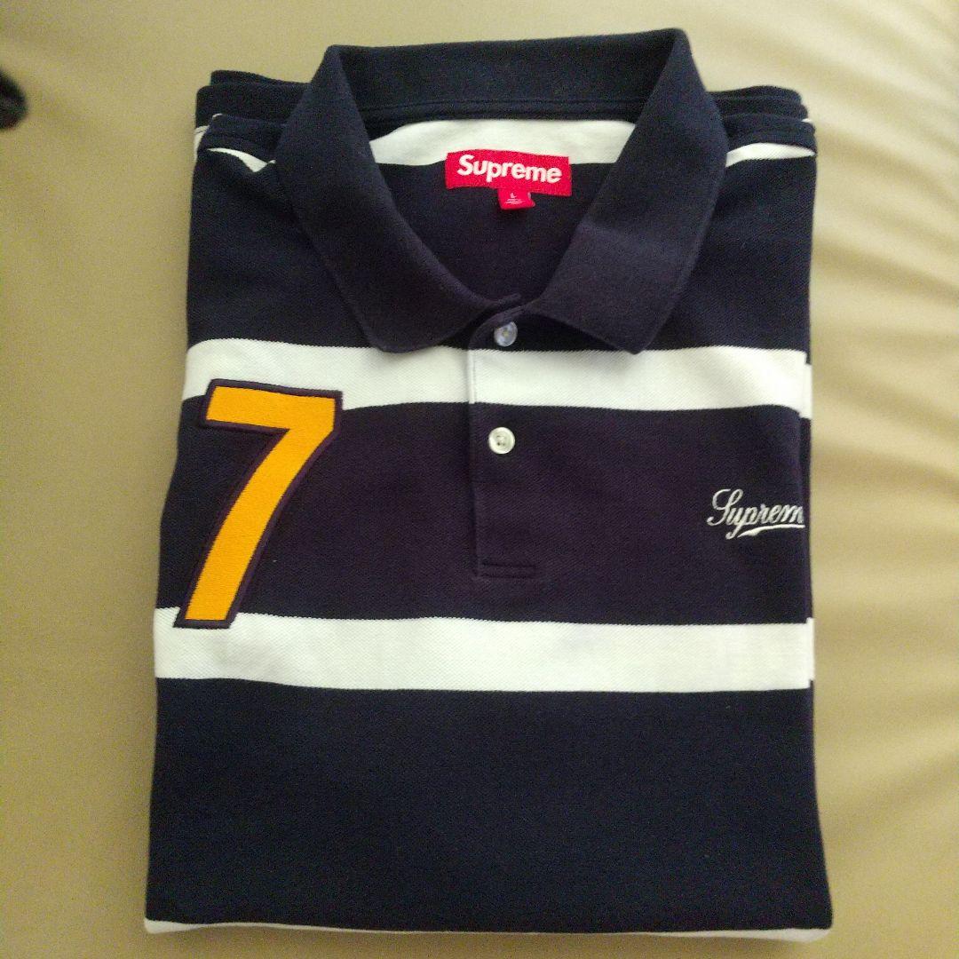 トップス Supreme Cursive Polo Navy Stripe