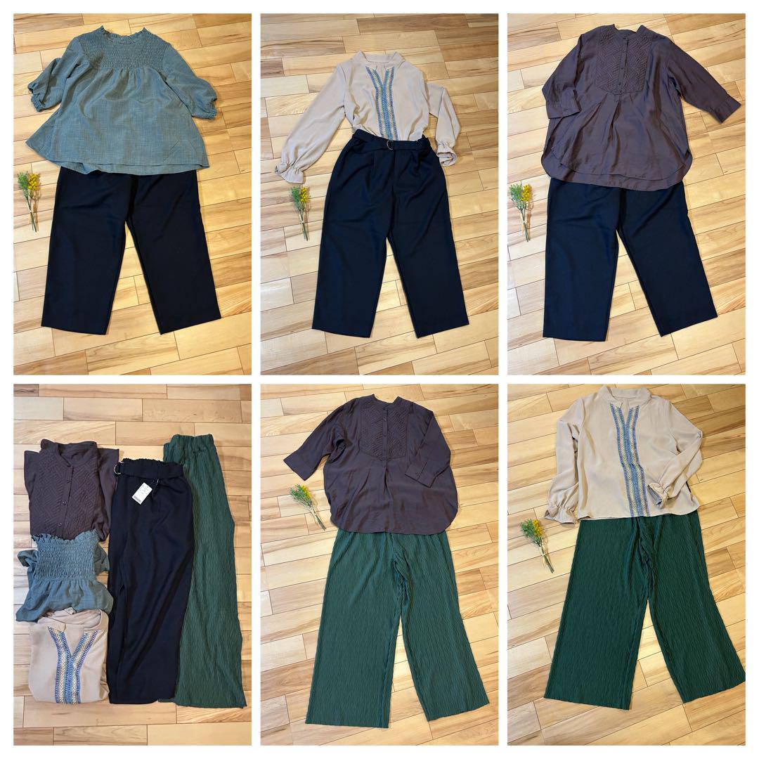 春夏服オフィスカジュアルレディース服まとめ売り　パンツコーデ　Lサイズ