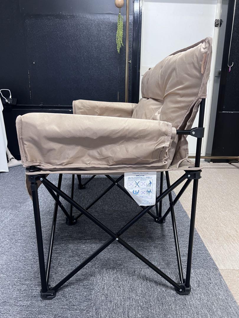 山善 アウトドアチェア クッション付き 折りたたみ 2人用 FDS-2