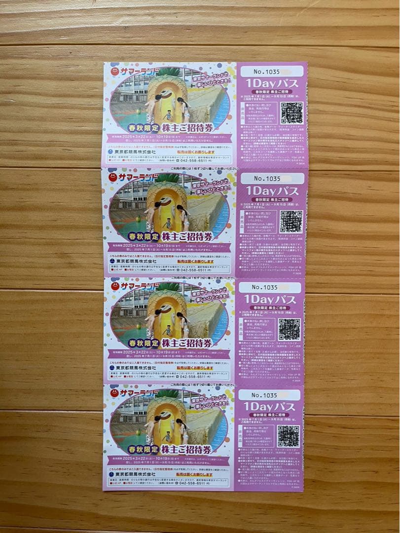 東京サマーランド 招待券 4枚セット (〜9月15日まで除外日の為使用不可)