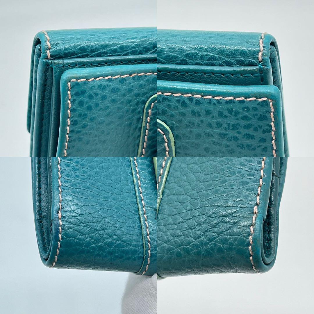 【美品】LOEWE 二つ折り財布 ロゴ型押し シルバー金具 レザー