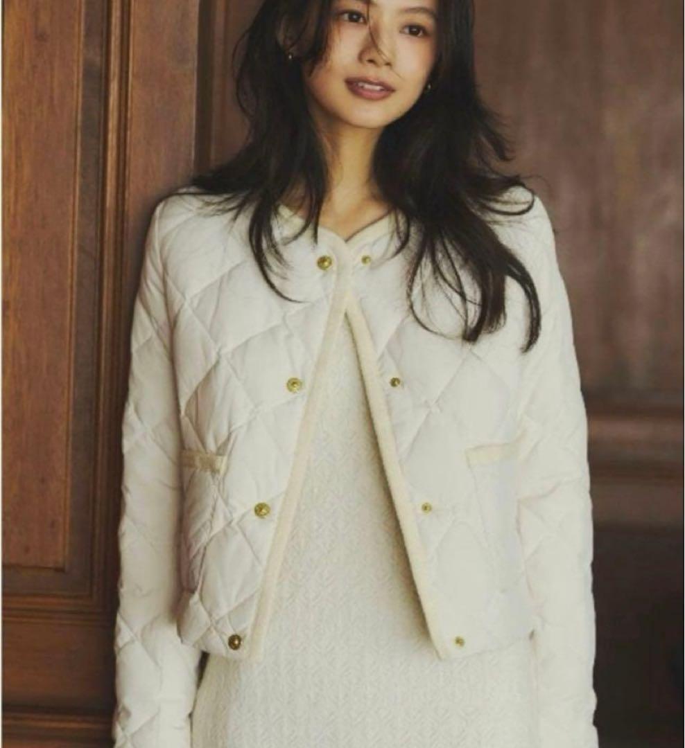 【TAION×anuans】ノーカラーキルティングショートダウン