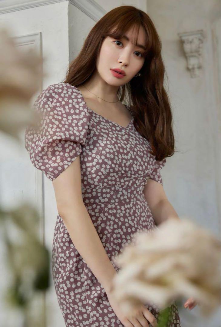 Cherry Pattern Cache-Coeur One-Piece M