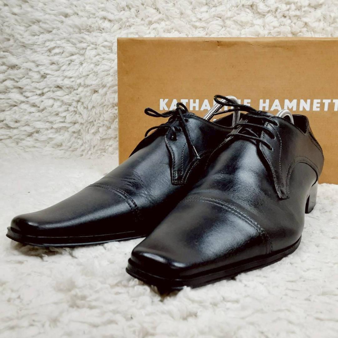 25㎝ キャサリンハムネットロンドン 革靴 黒 ストレートチップ25cm・KATHARINE HAMNETT LONDON