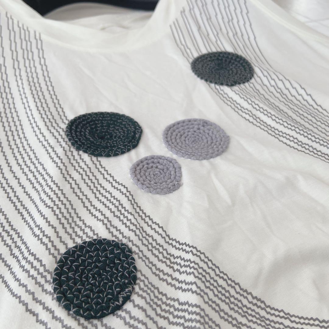 美品⁂センソユニコ⁂ロングチュニック　ドット　サークル刺繍　Aライン　変形ヘム センソユニコ ロングチュニック ドット サークル刺繍 Aライン