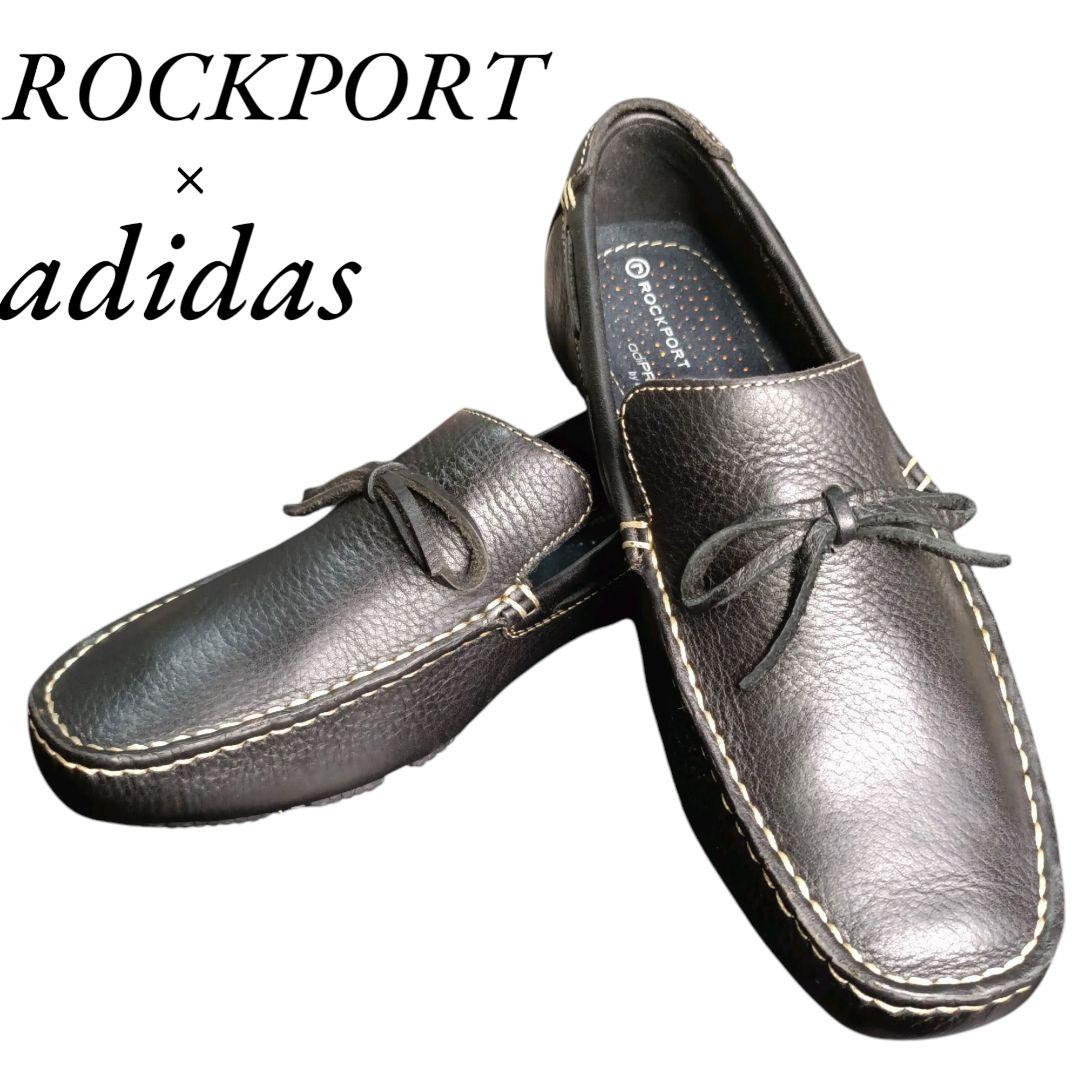 極美品✨ROCKPORT adidas オールレザー ドライビングシューズ 黒