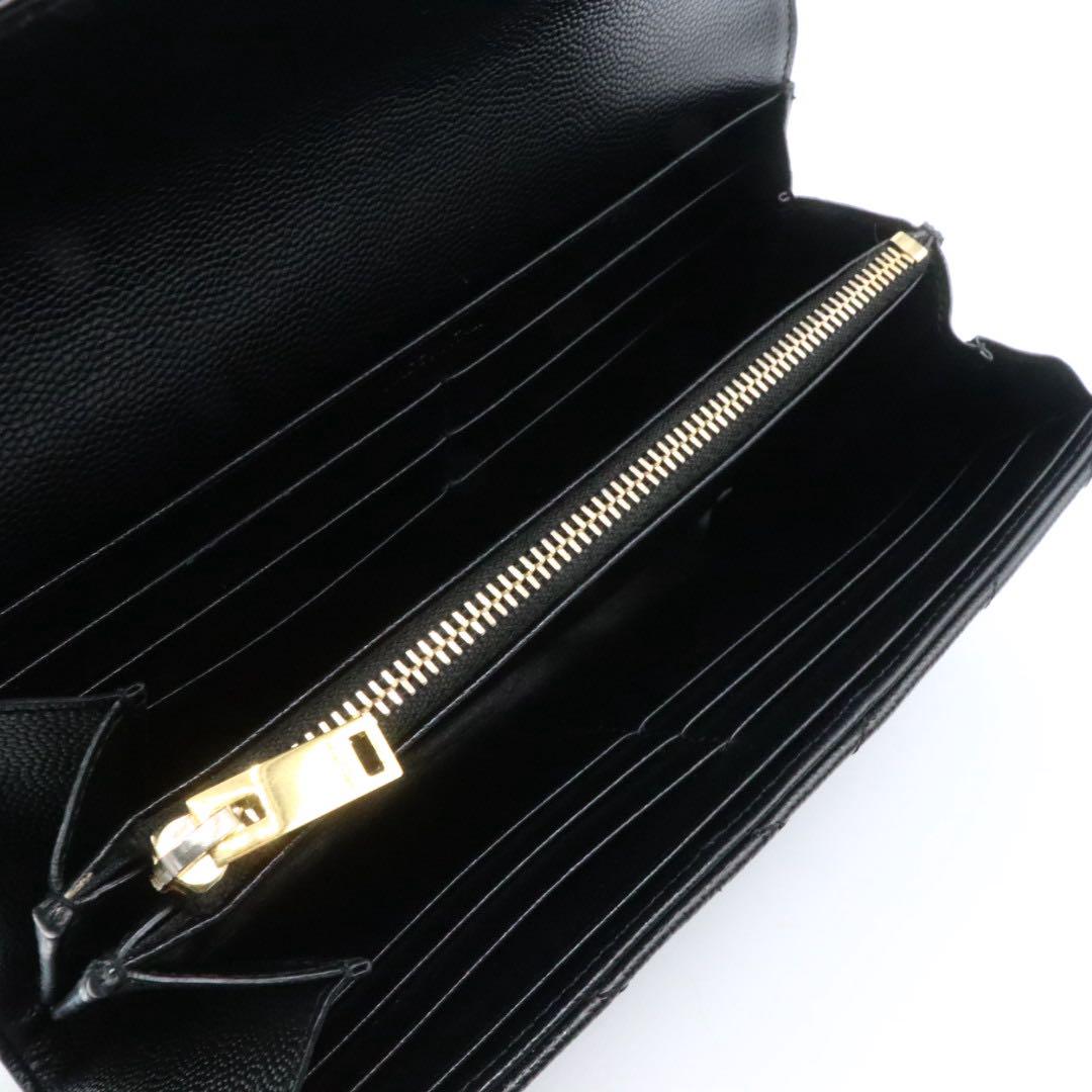美品　サンローラン　パリ　Vステッチ　YSL 長財布　ブラック
