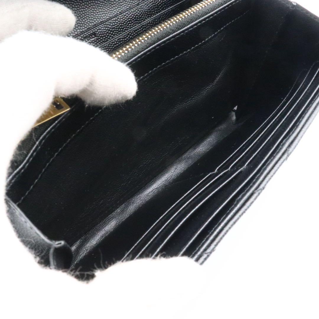 美品　サンローラン　パリ　Vステッチ　YSL 長財布　ブラック