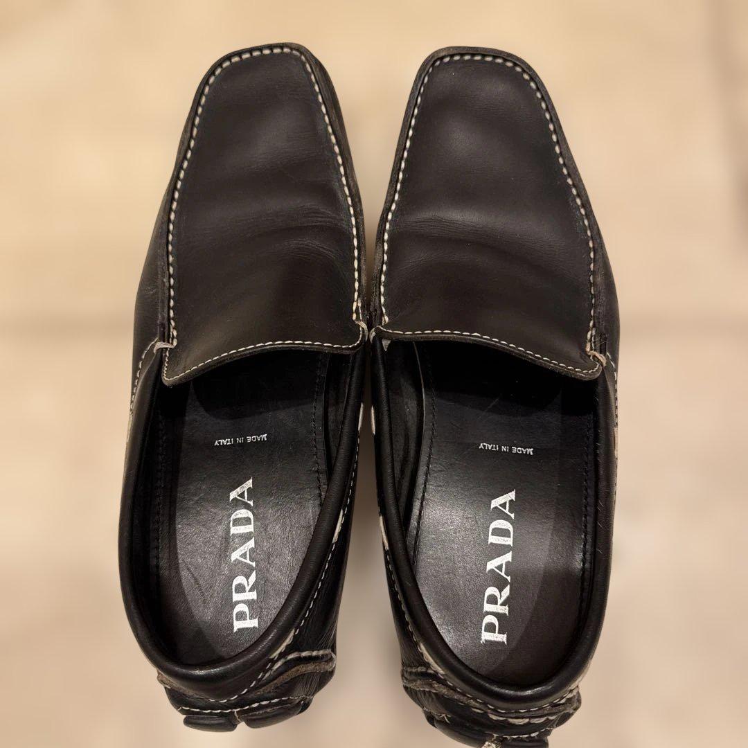 【在庫有】 ブラックレザー PRADA ローファー メルカリ - 靴