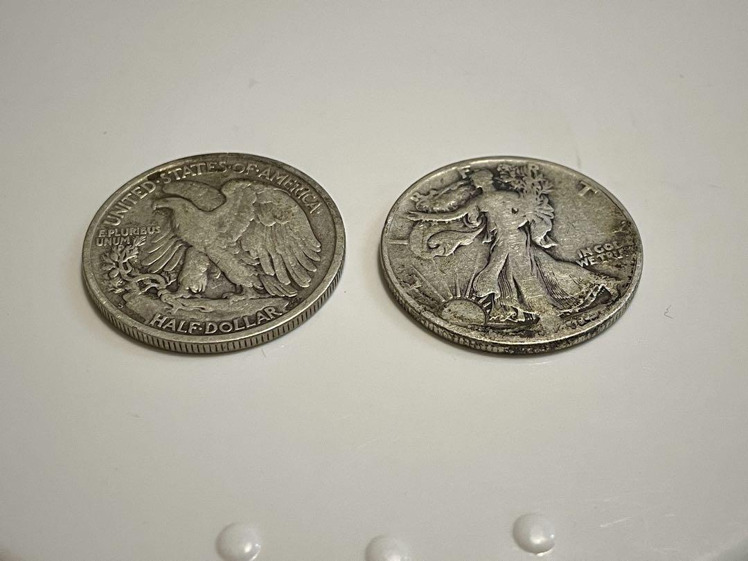ウォーキングリバティ銀貨/1946年、1937年2枚セット合計24.5g