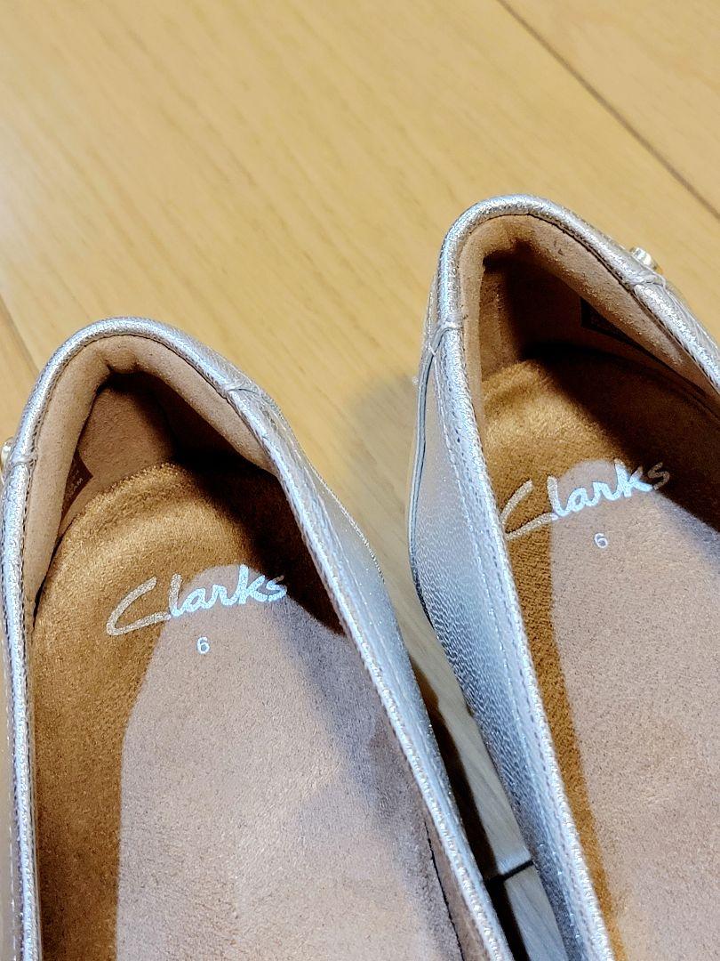 Clarks シルバー バレエシューズ UK6 25cm