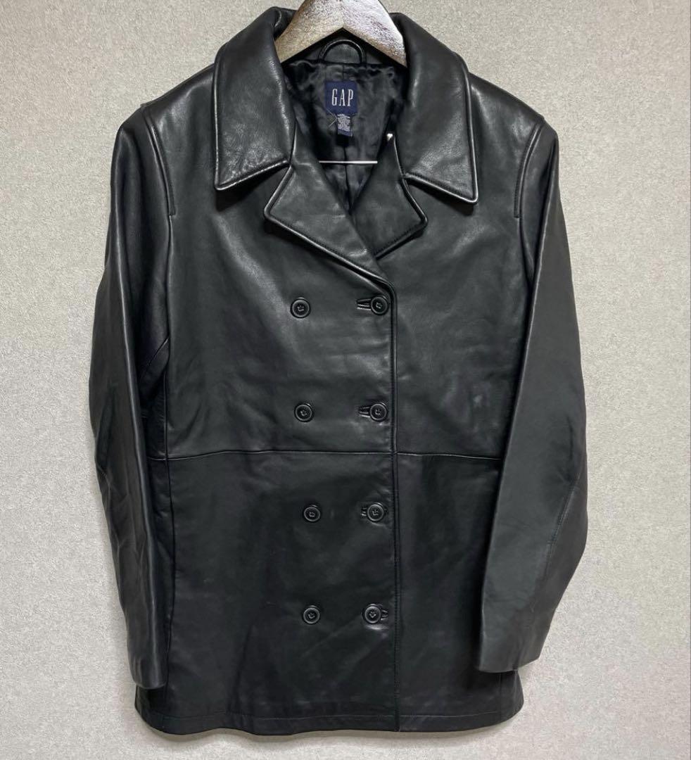GAP オールドギャップ　レザー　ピーコート　ヴィンテージ　M ブラック