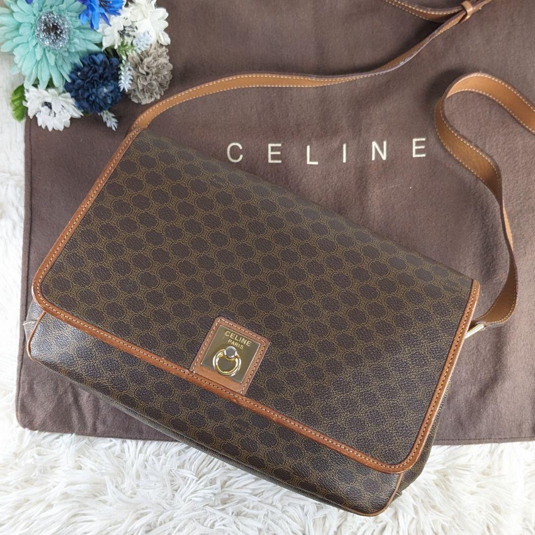 美品☆CELINE セリーヌ ショルダーバッグ マカダム ゴールド金具 2室
