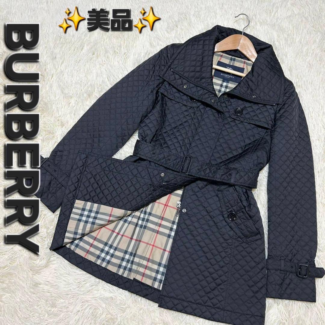 バーバリーロンドン キルティング コート メガチェック ベルト紐L BURBERRY LONDON
