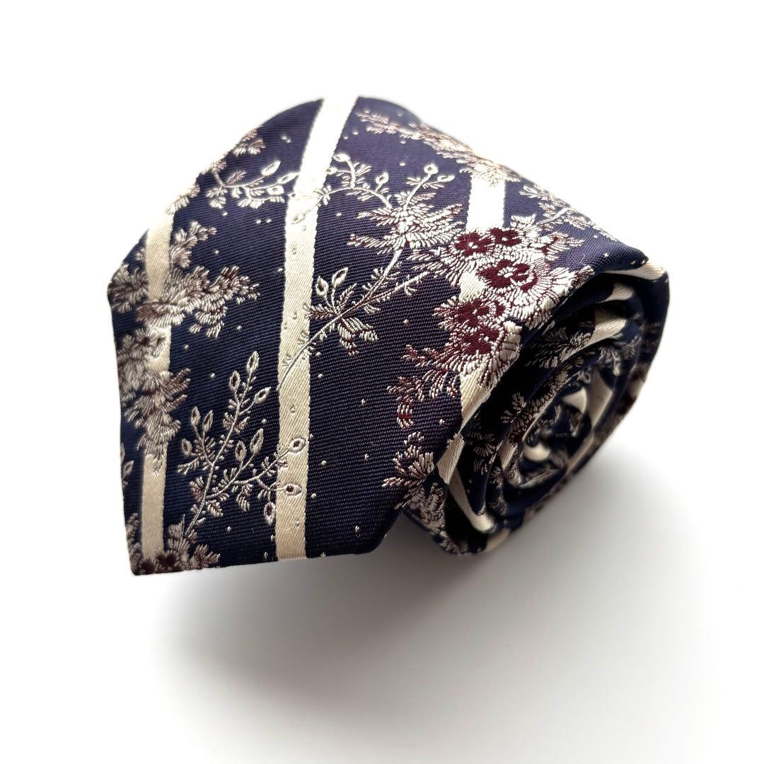 ꧁極美品꧂ ポールスミス ネクタイ 花柄 ボタニカル ストライプ パープル