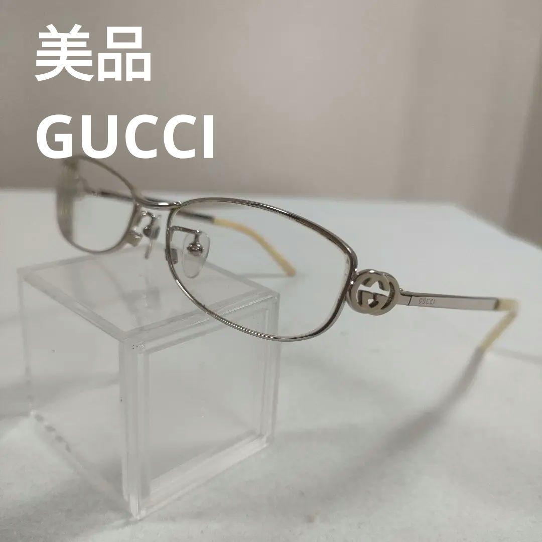 388 美品　グッチ　GUCCI　シルバー 　メガネ　度あり　インターロッキング