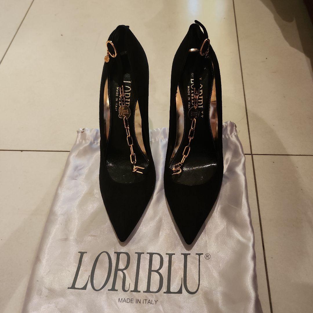 LORIBLU 黒　スエード ポインテッドトゥ ハイヒール　36