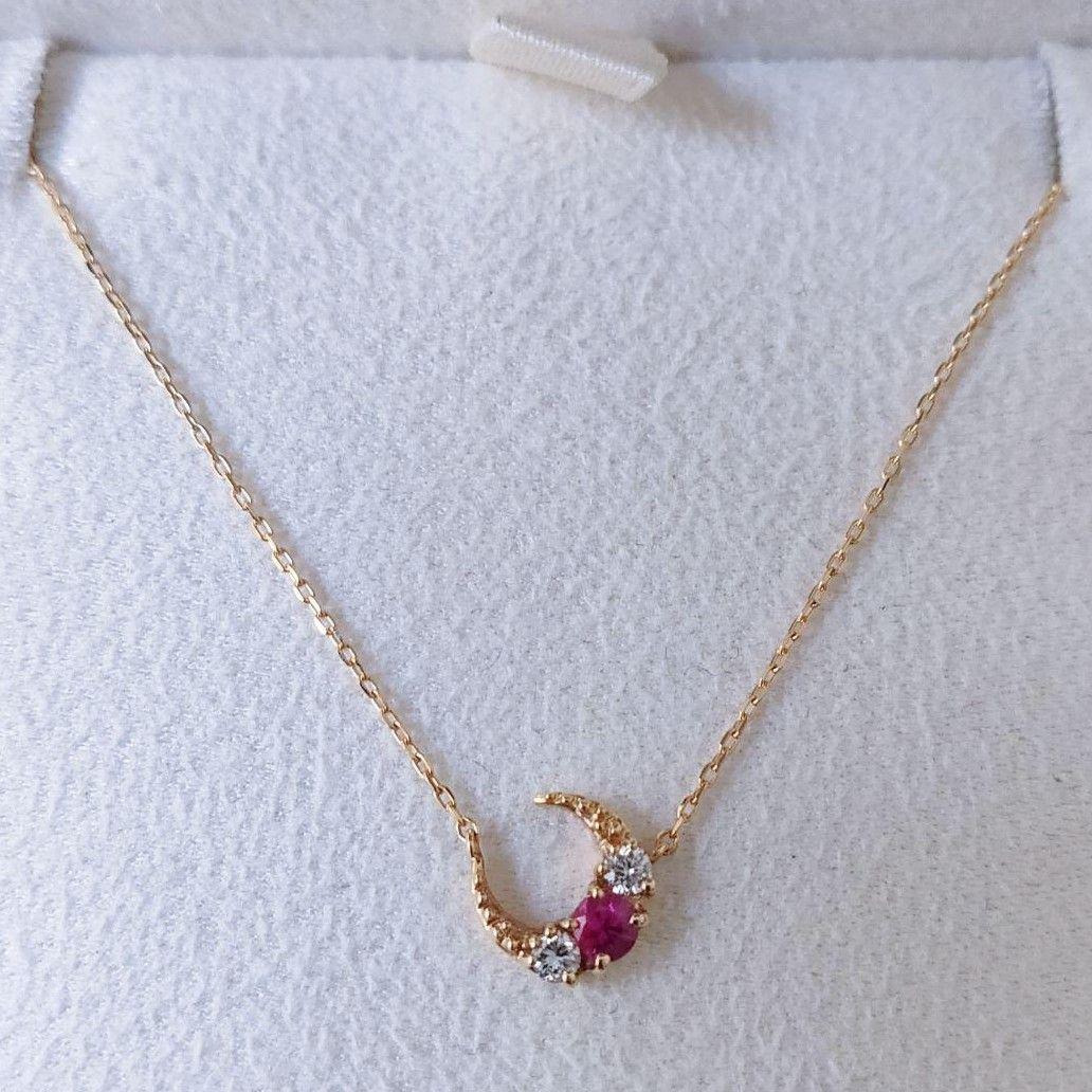 スタージュエリー ダイヤモンド×ルビー ムーン ネックレス K18YGSTAR JEWELRY
