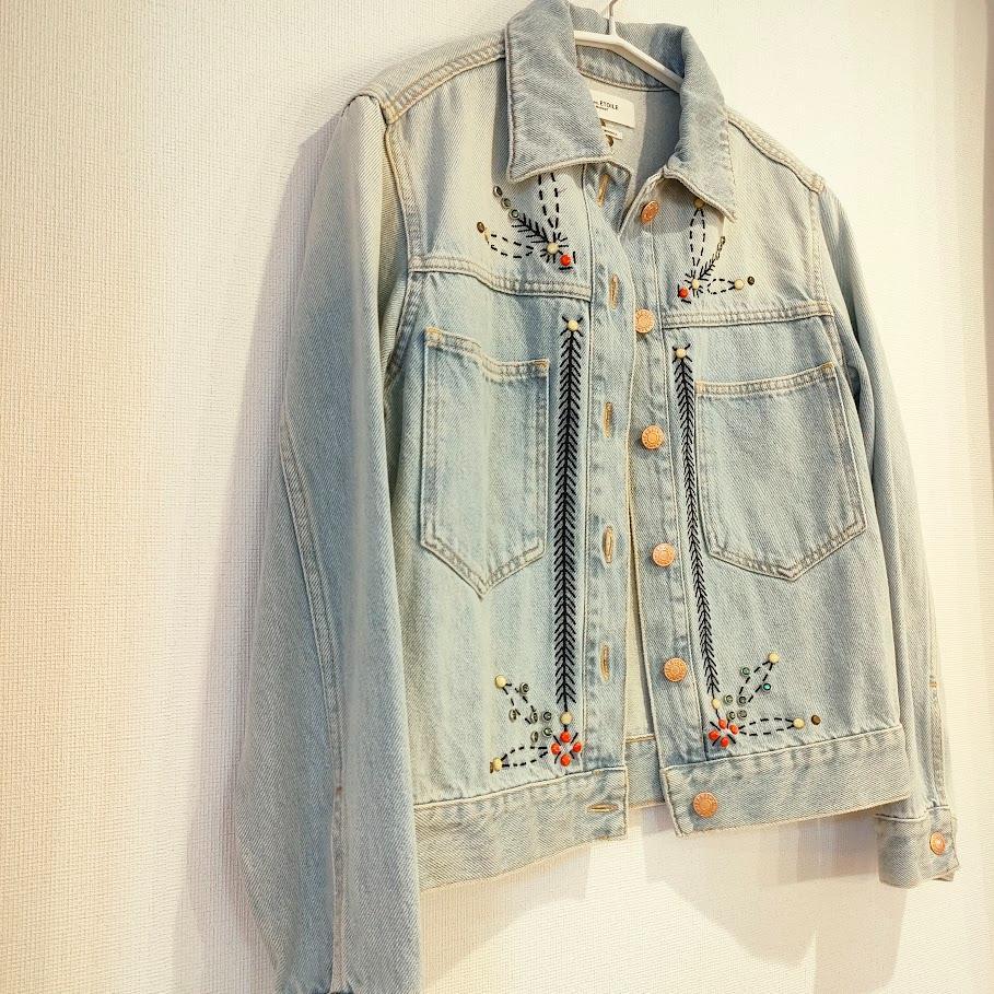 新発売 ISABEL MARANT ETOILE刺繍入りGジャンサイズ36 ライトブルー ジャケット・アウター