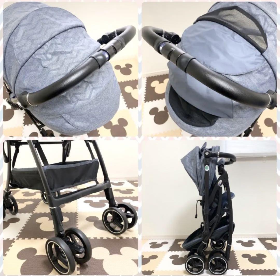 【極美品】アップリカベビーカー ラクーナエアーコンパクト ★革製ハンドル★