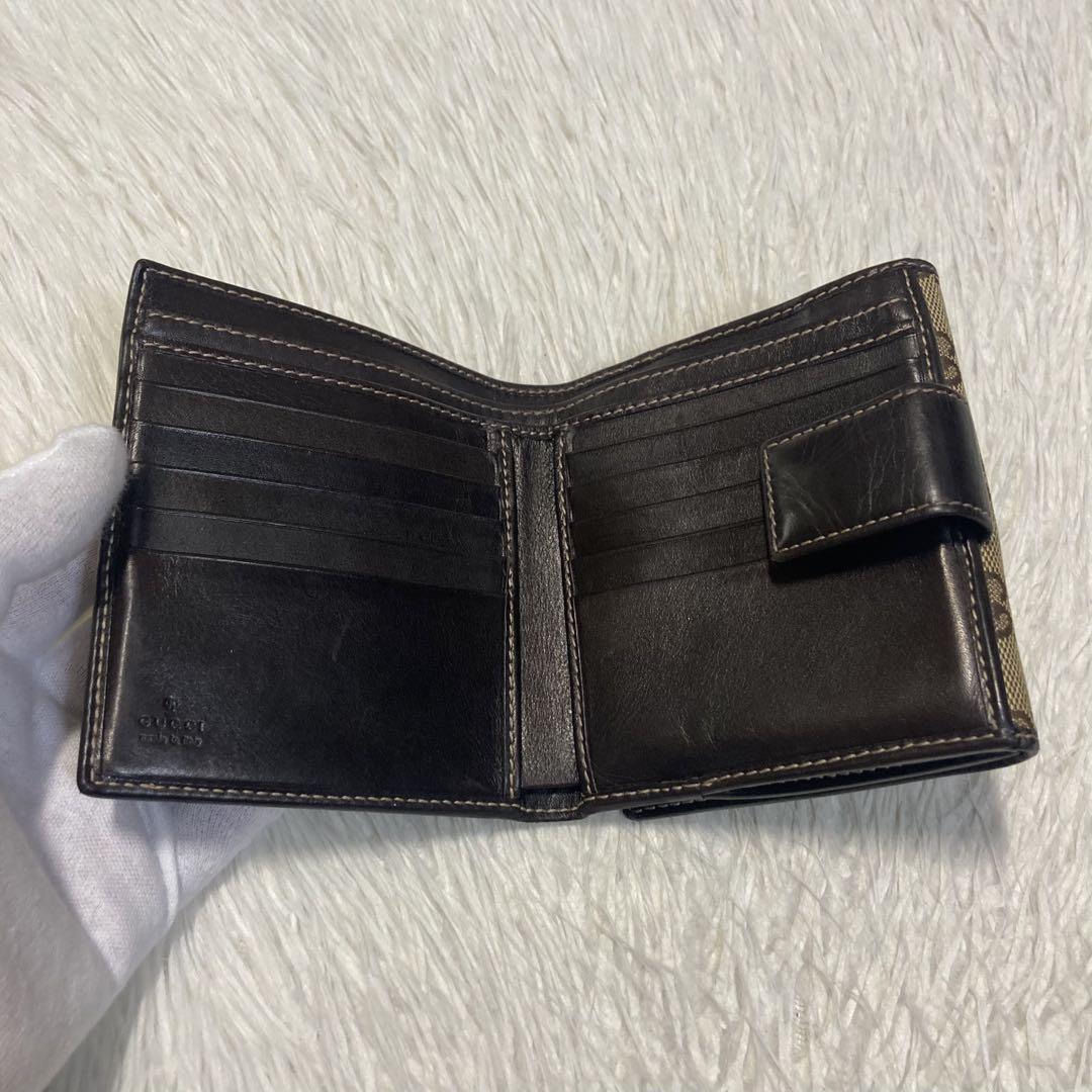 月末特別セール　美品　GUCCI グッチ　二つ折り　財布　茶色　GG キャンバス