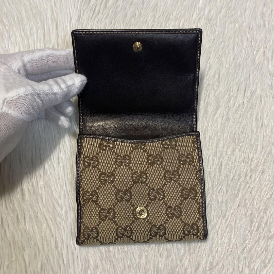 月末特別セール　美品　GUCCI グッチ　二つ折り　財布　茶色　GG キャンバス